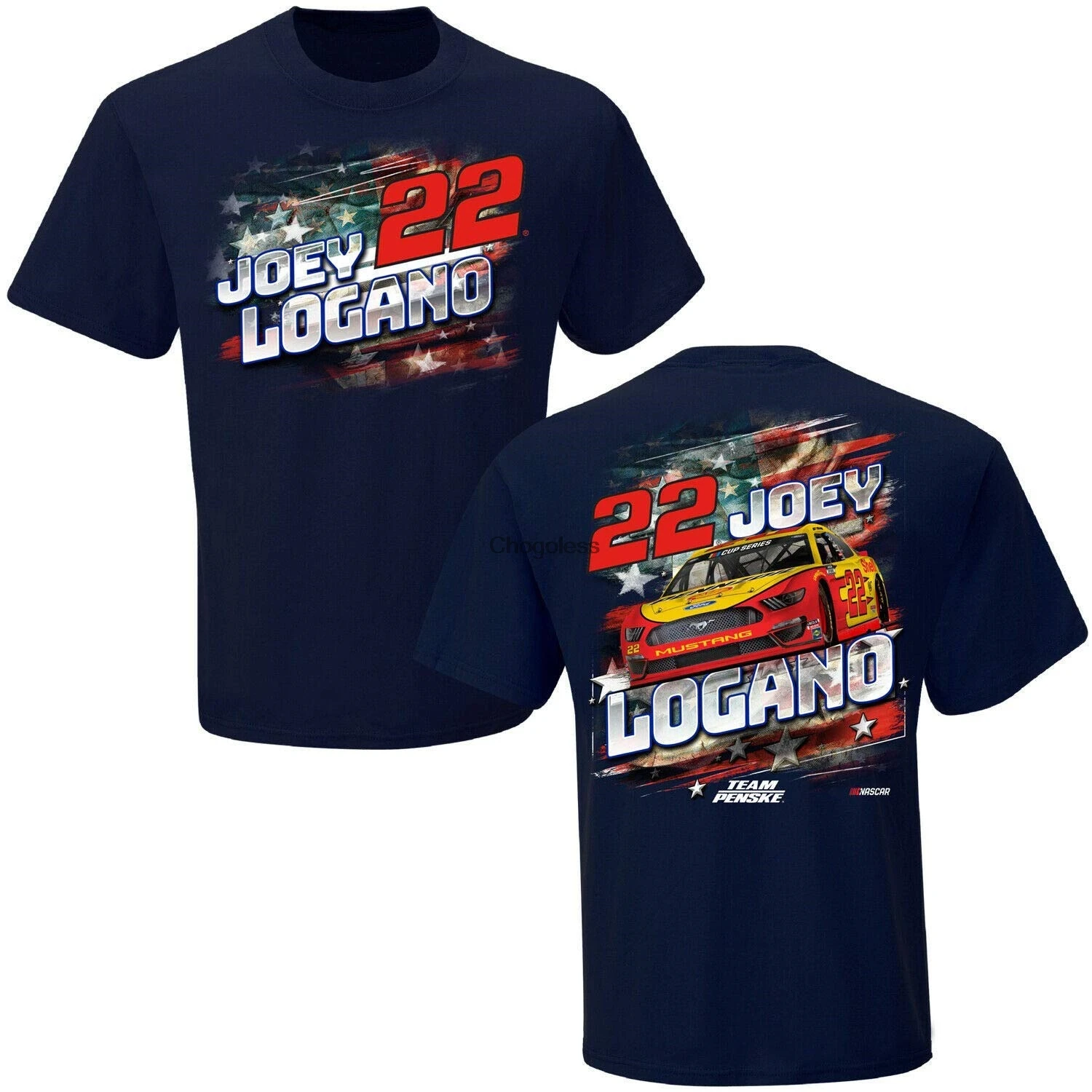 

Kinhevao Joey Logano 2020 Checkered Flag Sports 22 Patriotic Tee Gifts for Holidays Frien(1)