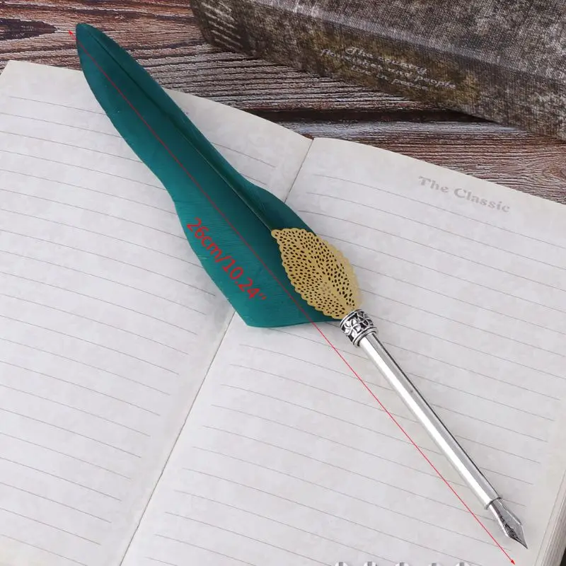 

English Calligraphy Feather Dip Pen Writing Ink Set Stationery Gift Box With 5 Nib Wedding Gift Fountain Pen