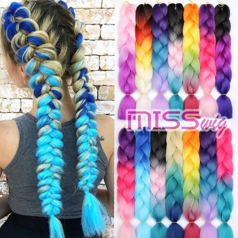 WERD 24 дюймов синтетика затененные косички волосы для наращивания на коробка косы