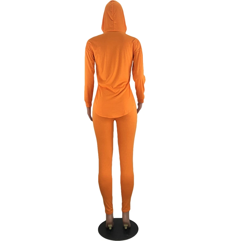 

Zoctuo Solid Two Piece Set Long Sleeve Women'S Set Side Split Hooded Sweatshirts Jogging Pants Set Suit Female Tracksuits