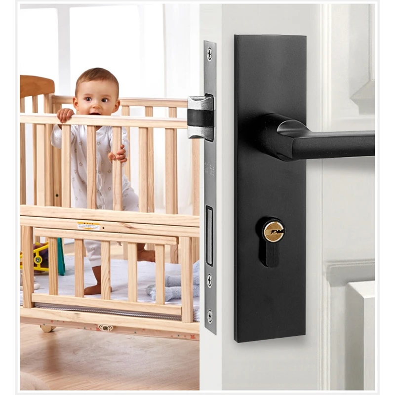 Бесшумная Ручка Дверной замок черный модный дизайн Алюминиевый сплав дверной