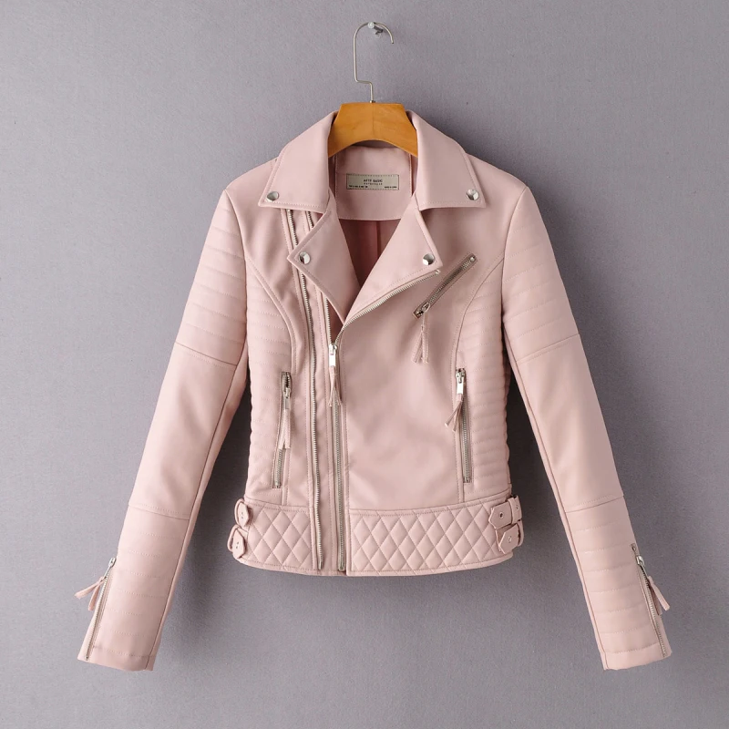 

Elegant Pocket Women Coats 2020 Winter Purple Casual PU Jackets Fashion Female PU Leather Coat Streetwear Girls Faux Leather