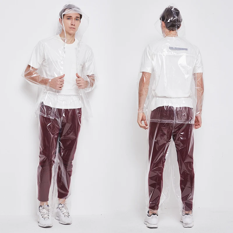Модный японский прозрачный дождевик брюки костюм для мужчин и женщин с разрезом