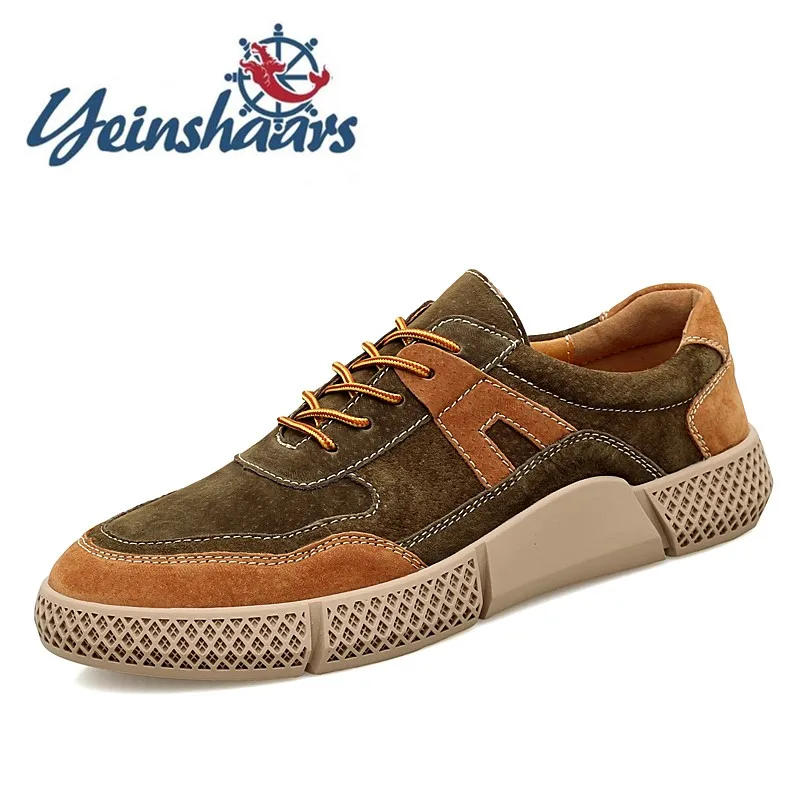 Мужская обувь Замшевые модные кожаные кроссовки Нескользящая дышащая Уличная