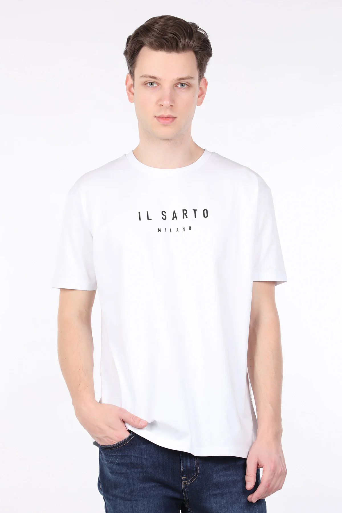 

Men's White Cycling Neck T-shirt