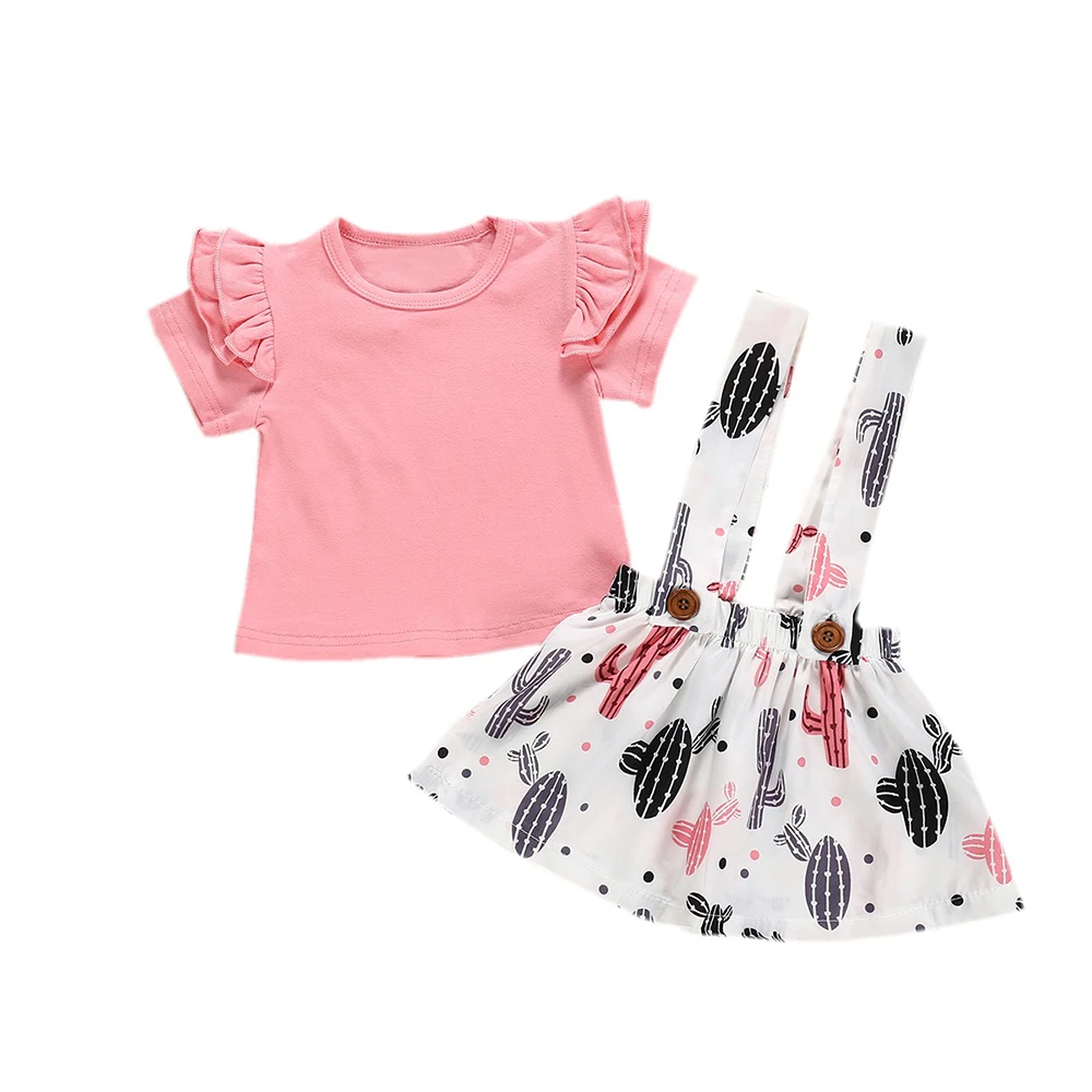 OEAK/2020 летние комплекты одежды для маленьких девочек розовая футболка + платье на