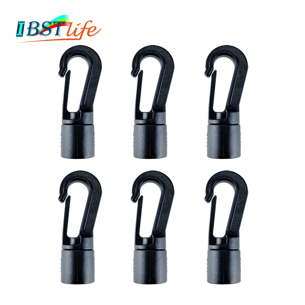 

6 Pieces/Lot Plastic Snap Hook Buckle Bungee Shock Tie Cord Ends Lock For Outdoor Camp Clothesline Elastic Rope Hook Accessories