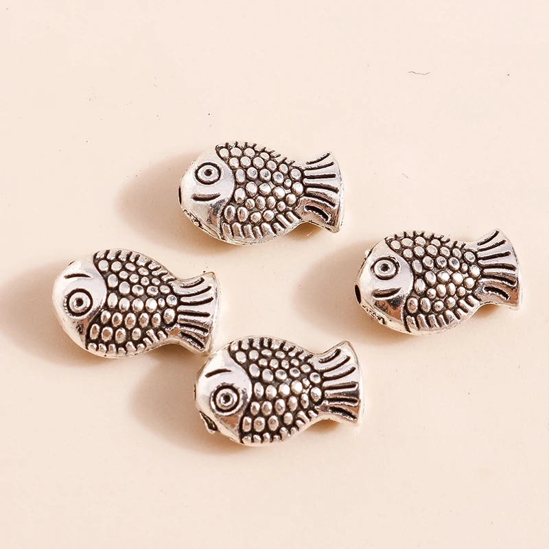 

40pcs 10*7mm Tibetan Silver Jewelry Charms Alloy Fish Connectors Beads for Bracelets Making Necklaces Pendants Jewelry Findings