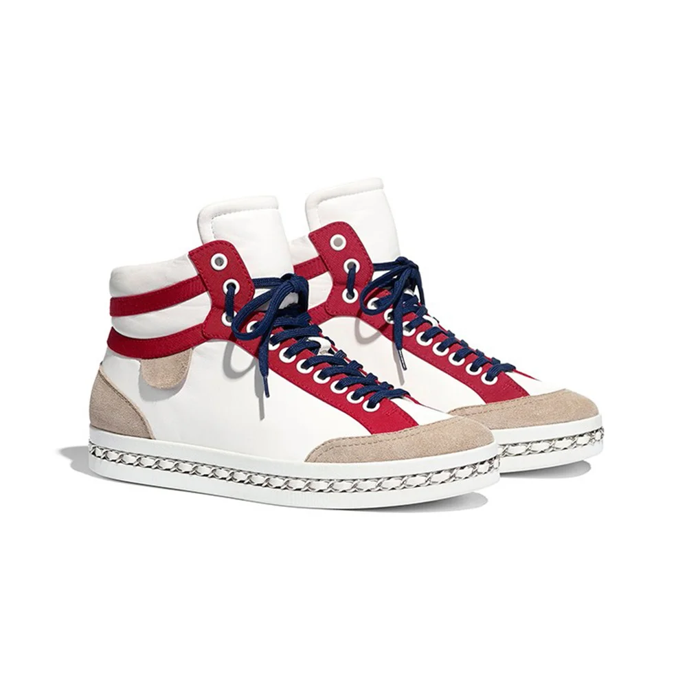 

Women's Sneakers Genuine Leather Shoes Female Sport Flats with Chain Decoration Brand 2021