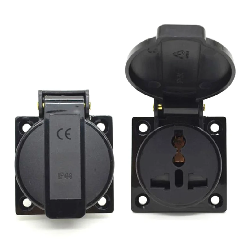 Универсальная Промышленная безопасная розетка черного и синего цвета 10 А 250 В IP44