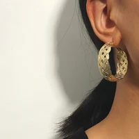 2020 new ins trendy gold textured chain flower minimalism minimalist hoop earrings korean fashion chic women party jewelry