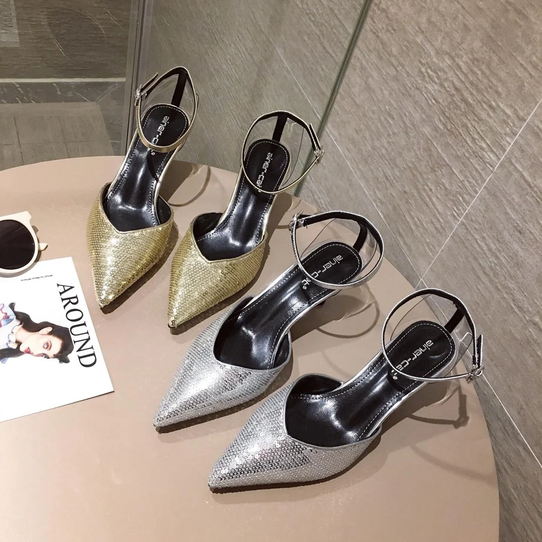 Обувь женские туфли-лодочки на высоком каблуке Новинка 2019 года шикарные