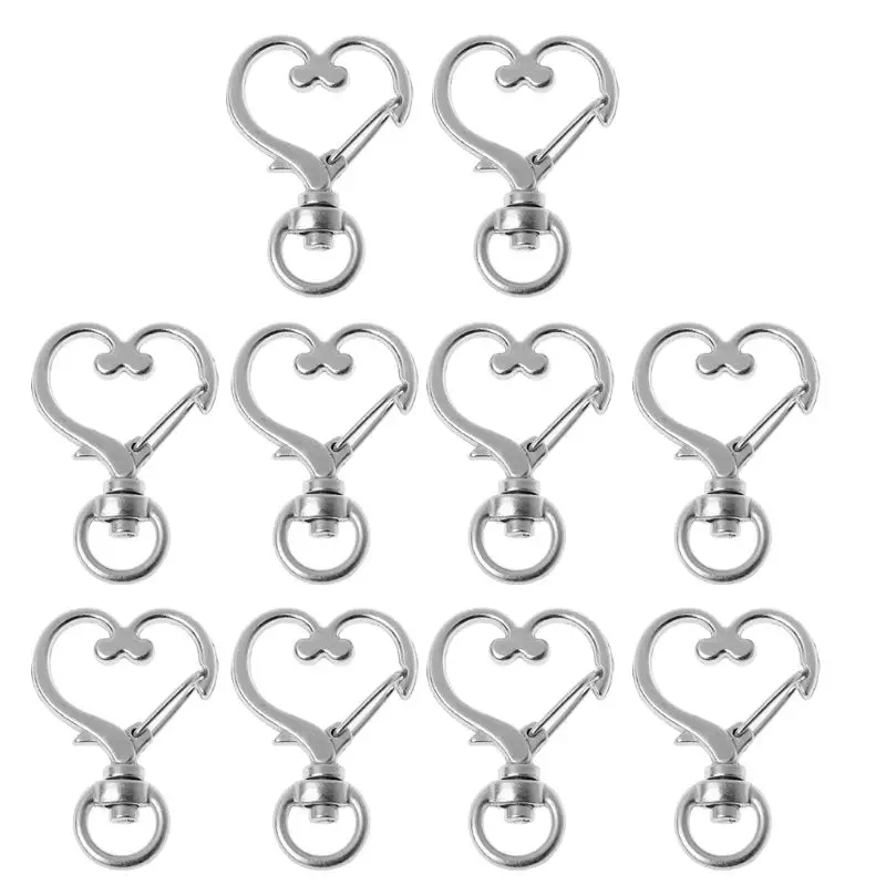 10Pcs Metal Swivel Lobster Clasp Snap Hook Heart Shape Keychain Jewelry Findings A69F | Украшения и аксессуары