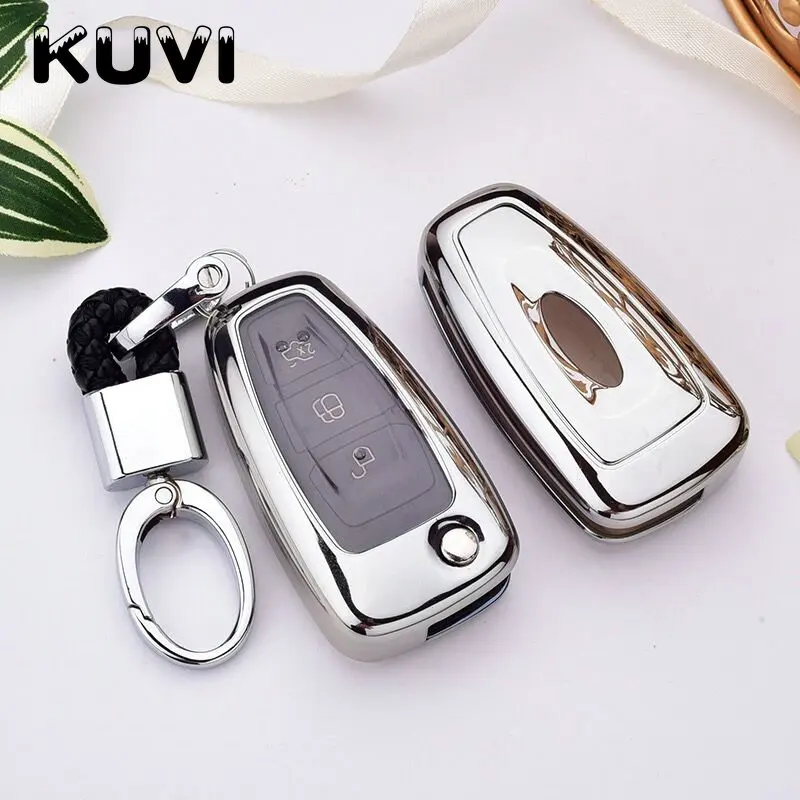 New Car Fashion Tpu Folding Key Cover Case Fob Fit for Ford Focus MK3 Mondeo Fiesta Kuga ECOSPORT ESCAPE RANGER