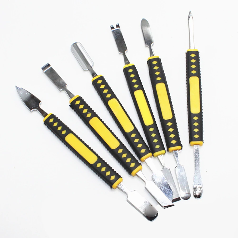 

6pcs Durable Metal Multipurpose Dual Ends Repair Mobile Phone Portable Disassemble Tablet Opening Pry Scraper Tool Spudger Set