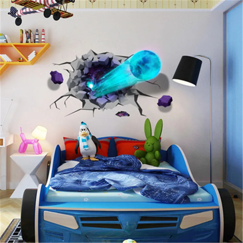 3d сломанная Настенная Наклейка s Вселенная планета для детской комнаты кабинета
