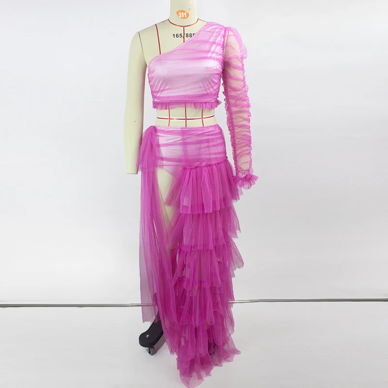 Fuedage Осенний сексуальный комплект из двух предметов Женский сетчатый пышный на