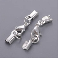 203050 pcs stainless steel metal leather cord end caps with lobster clasp connector for bracelet necklace diy jewelry making