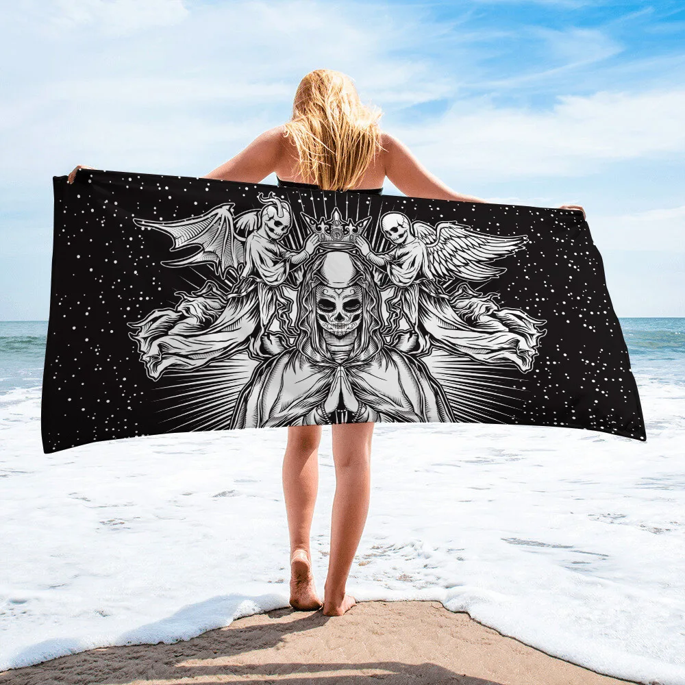 ONGLYP черный череп прямоугольное пляжное зеленое полотенце для плавания серфинга