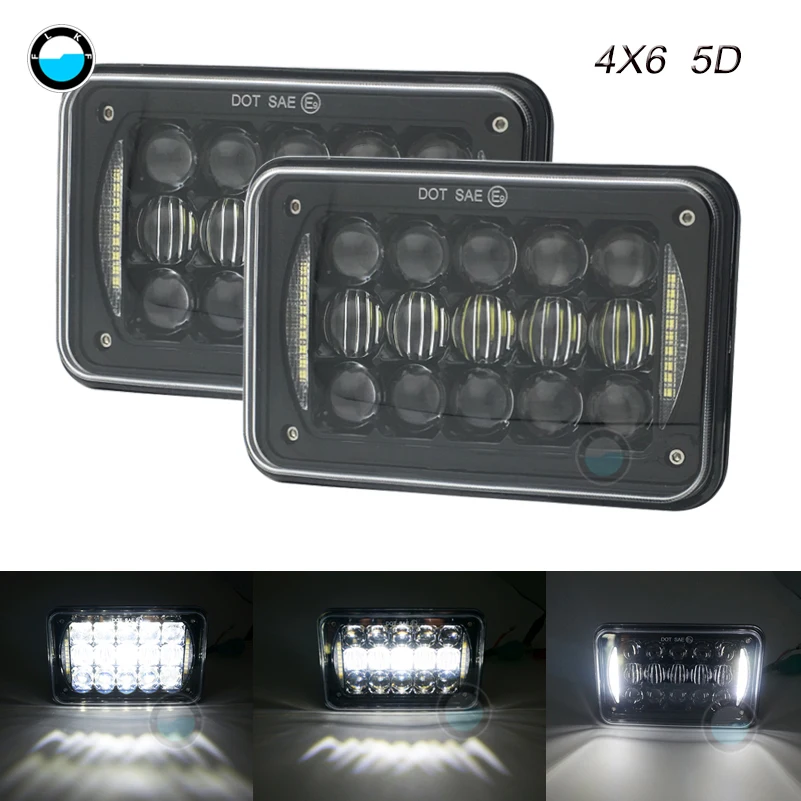 2 шт. 4x6 светодиодные фары DRL DOT утвержденный прямоугольник 6X4 5D 48 Вт замена H4656/H4651