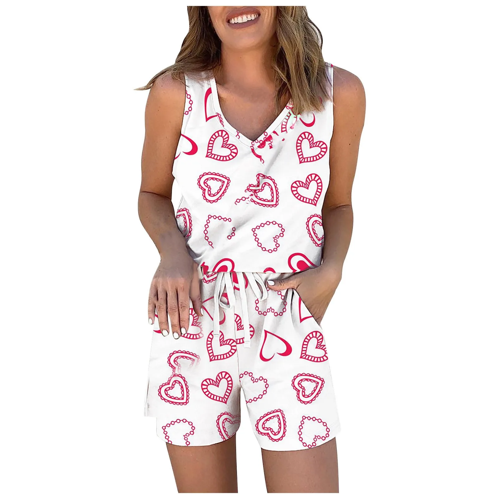 

Womens Sleeveless Mini Playsuit Summer Printing Drawstring Jumpsuit Ladies Fashion Casual Beachwear