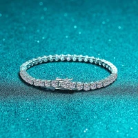 trendy full 4mm d color moissanite tennis chain bracelet women jewelry 100 925 sterling silver vvs moissanite chain bracelet