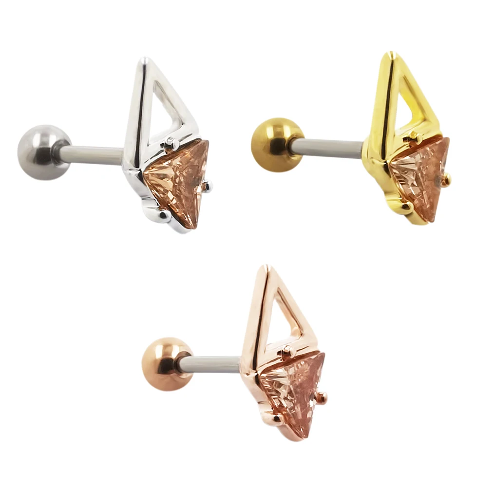 

JHJT 316L Surgical Stainless Steel Ear Studs Cartilage Earrings Tragus Helix Piercing 16 Gauges CZ Ear Studs Lip Piercing