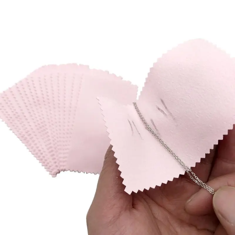 

50Pcs Pink Polishing Cleaning Cloth Jewelry Silver Gold Cleaner Jewelry Tools