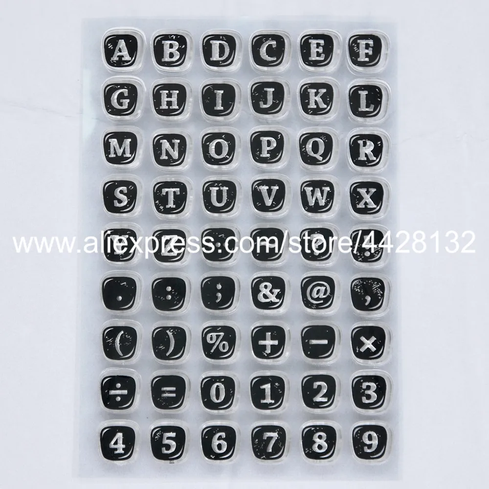 Английский алфавит символ цифры пунктуации скрапбукинга фото карты резиновый