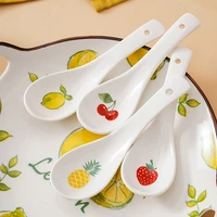 nordic fashion fruit printing soup spoon ceramic chinese style tableware kitchen home