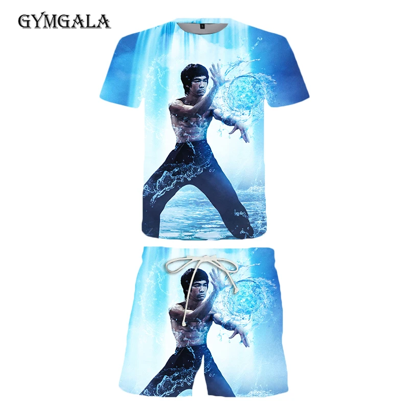 

2021 Summer Fashion 3D Printed Bruce Lee T Shirt Men Women Short Sleeve Boy girl Casual Top Tees Summer beach pants shorts suit