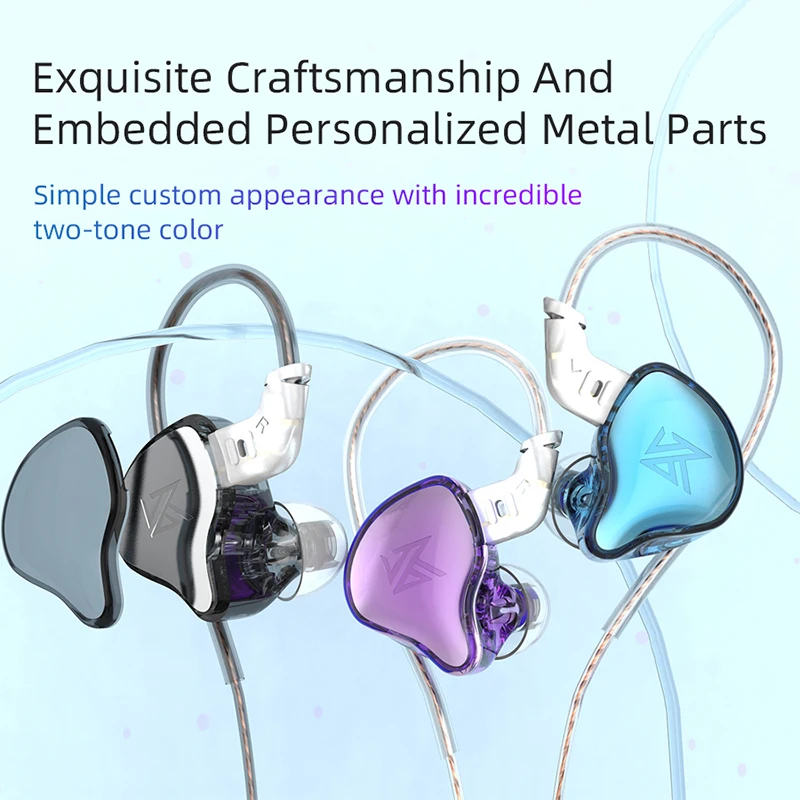 Фото KZ EDC Проводные наушники HIFI Басовые наушники-вкладыши Монитор IEMs Наушники Спортивная игровая гарнитура с шумоподавлением №3
