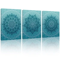mandala wall art boho canvas painting teal blue posters for rustic bedroom living room office modern home decor picture geometry