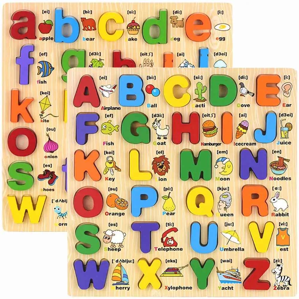 

Головоломка в виде букв алфавита, деревянная 3d-доска Монтессори, игрушка для раннего развития, подарок для детей