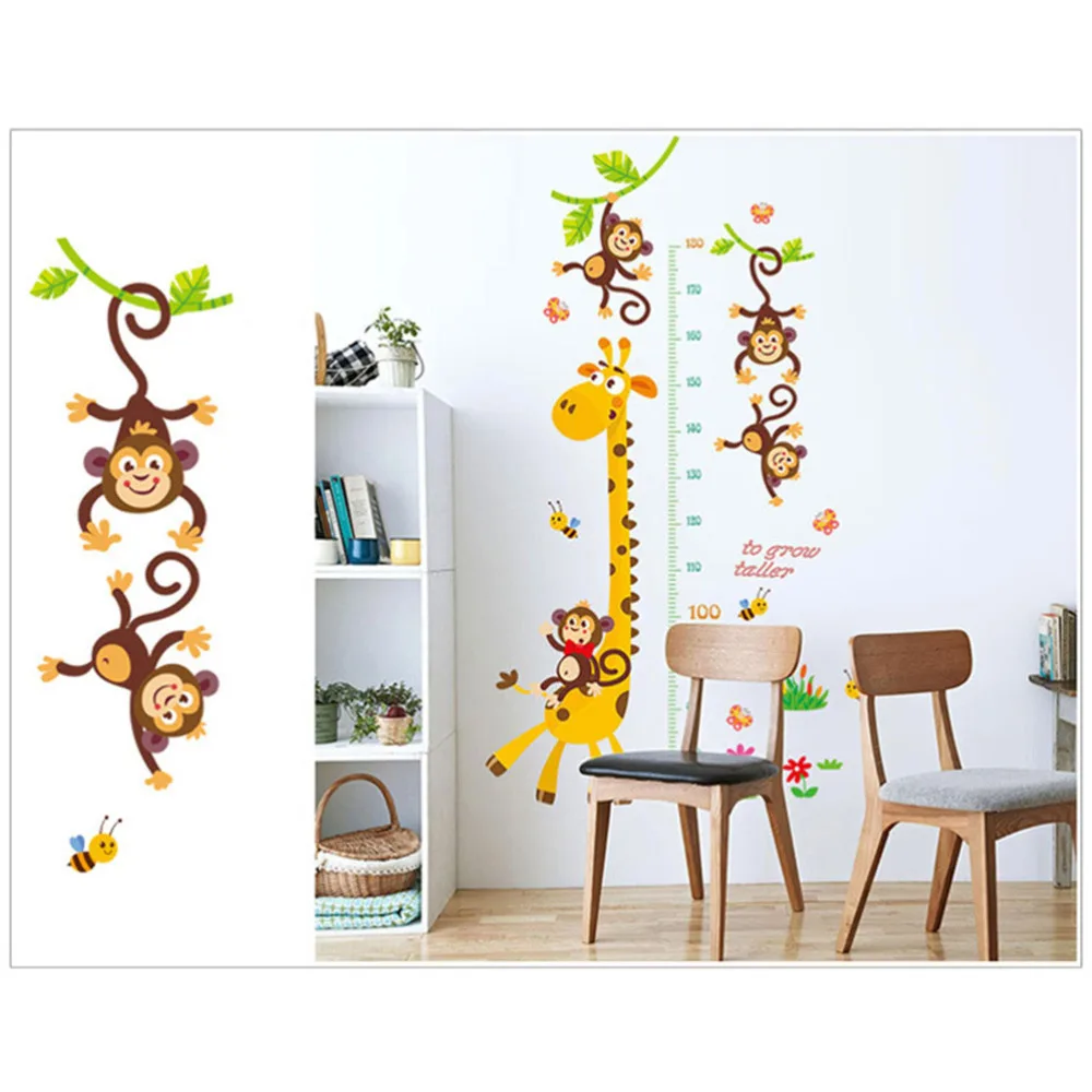 

Cartoon Giraffe Monkey Height Measure Wall Stickers Home Decor Chart Ruler Decoration For Kids Rooms Decals Wall Art
