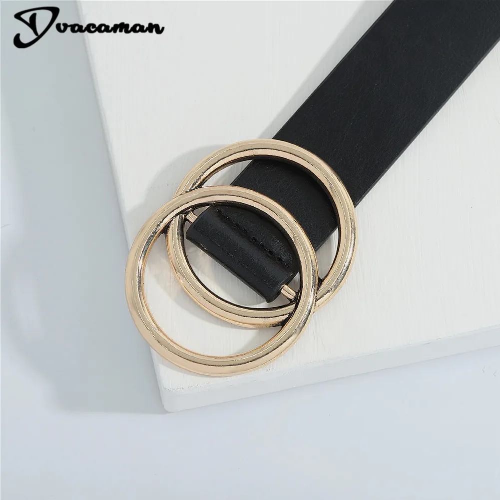 

Dvacaman PU Leather Belt For Women Square Buckle Pin Buckle Jeans Black Belt Chic Luxury Brand Ladies Vintage Female Waistband