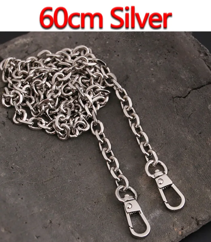 60cm Silver Светло 7 мм золото, пистолет черный, серебряный сменный кошелек цепь наплечный ремень через плечо для небольшой сумки, клатч Сумки DIY O цепи - Цвет: 60cm Silver