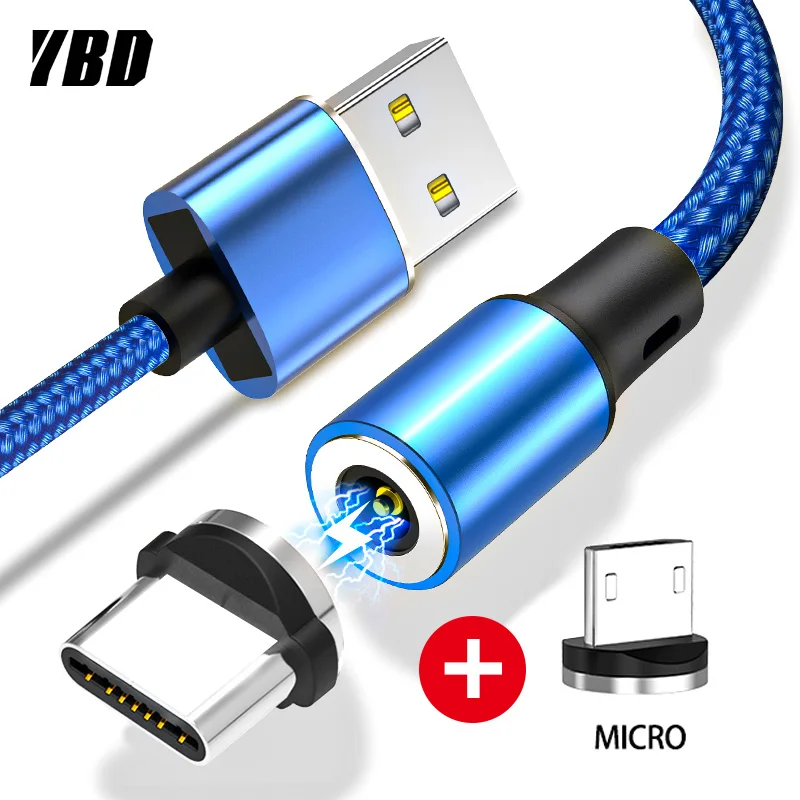 Кабель зарядный YBD магнитный с разъемами USB Type C и Micro USB|Кабели для мобильных