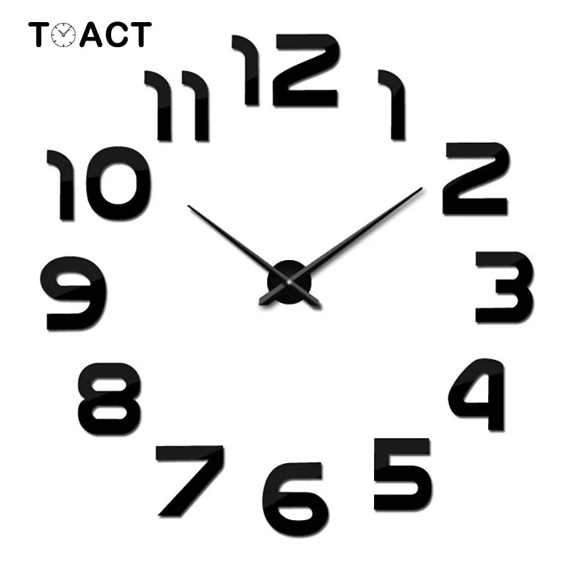 Большие Акриловые зеркальные настенные часы с наклейками сделай сам украшение