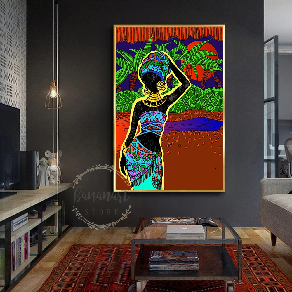 

New Nordic Landscape Modern Living Room Art African Black Belle Poster Canvas Painting Wall Art Picture Home Decoration