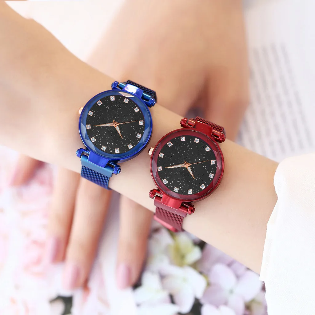 

Vansvar Women Watches Fashion Simple Starry Stainless Steel Mesh Belt Ladies Quartz Watch Girl Gift reloj mujer /d