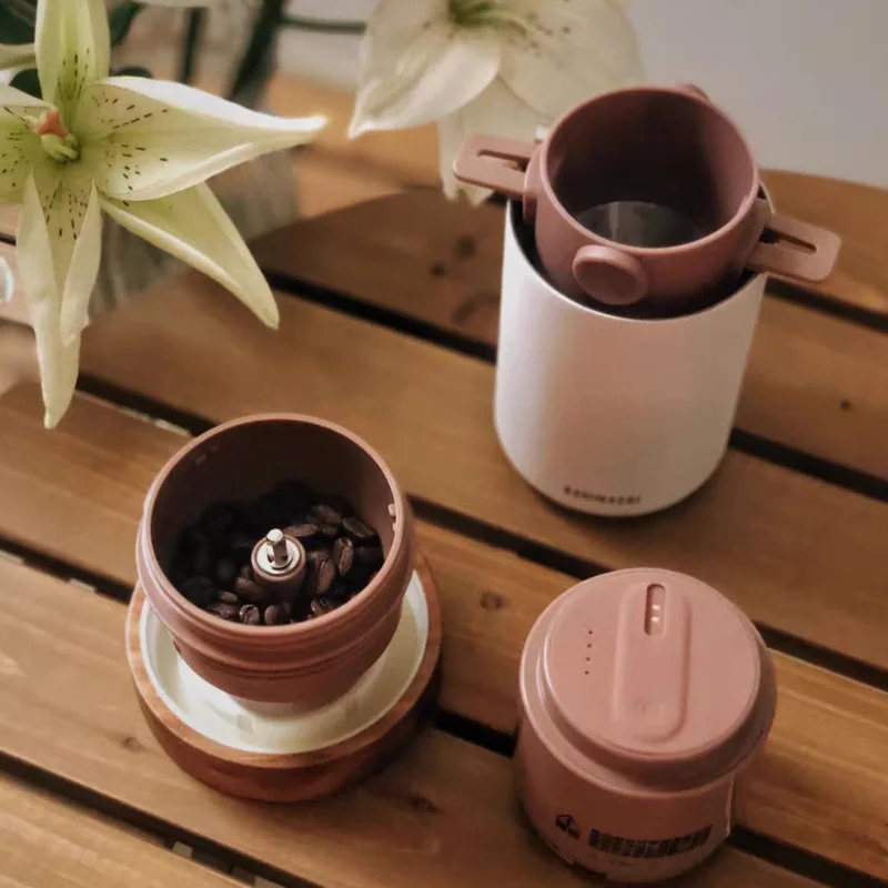 M&aacute;quina de caf&eacute; Espresso port&aacute;til, molienda autom&aacute;tica empaquetada con funda protectora, m&aacute;quina de caf&eacute; de carga, caf&eacute; de viaje-3