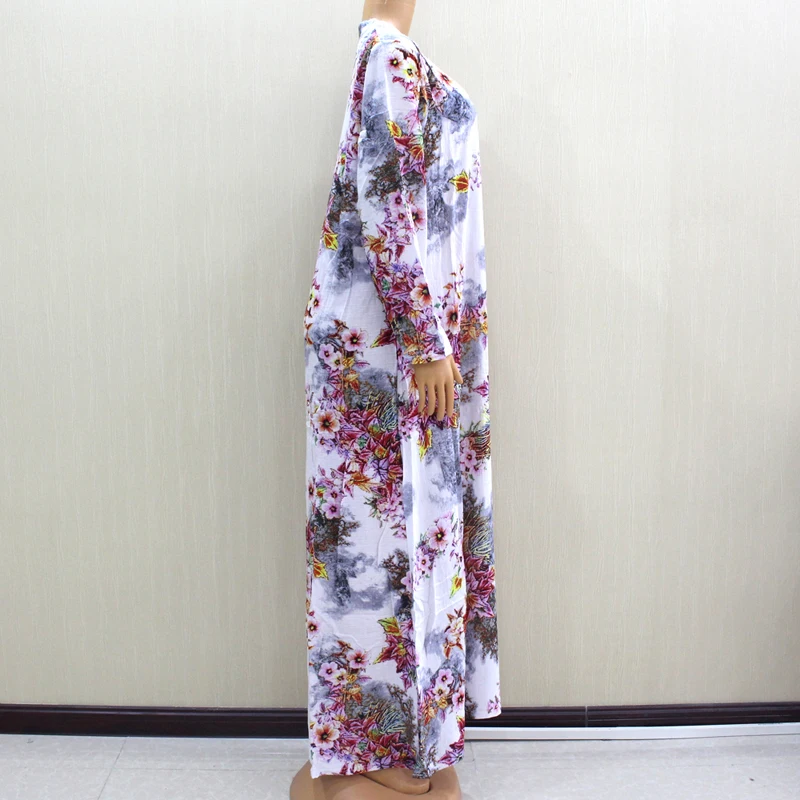 2019 Dashikiage beauyiful с цветочным принтом из хлопка и льна длинным рукавом длинное