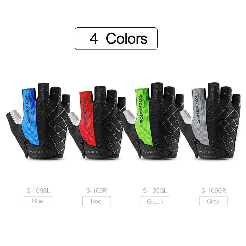 ROCKBROS Cycling Anti-slip Anti-sweat Men Women Half Finger Gloves Breathable Anti-shock Sports MTB Bike Bicycle Glove | Спорт и