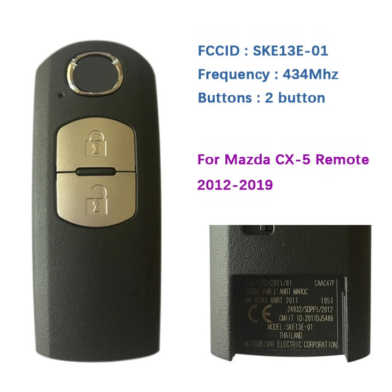 

CN026015 Original 2 Button Smart Remote Key Fob With 433MHz PCF7953 For Mazda 3 CX-5 2015-2019 FCCID SKE13E-01 SKE13E-02