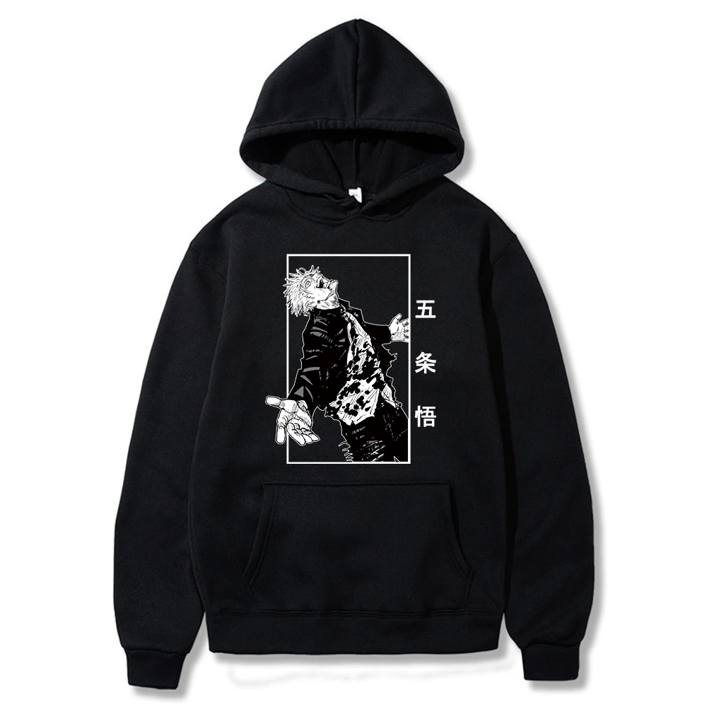 

Harajuku Jujutsu Kaisen Hoodies Men Women Long Sleeve Sweatshirt Satoru Gojo Anime Manga Black Hoodies Tops Clothes