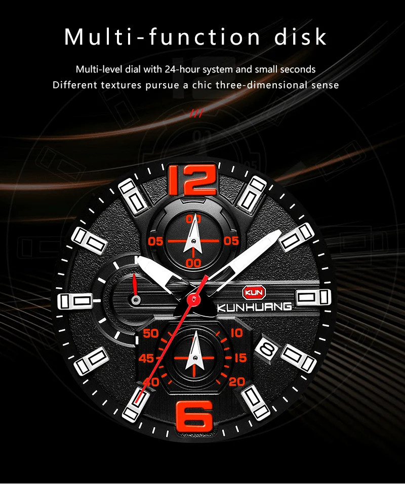 Мужские деревянные часы ручной работы KUNHUANG многофункциональный хронограф