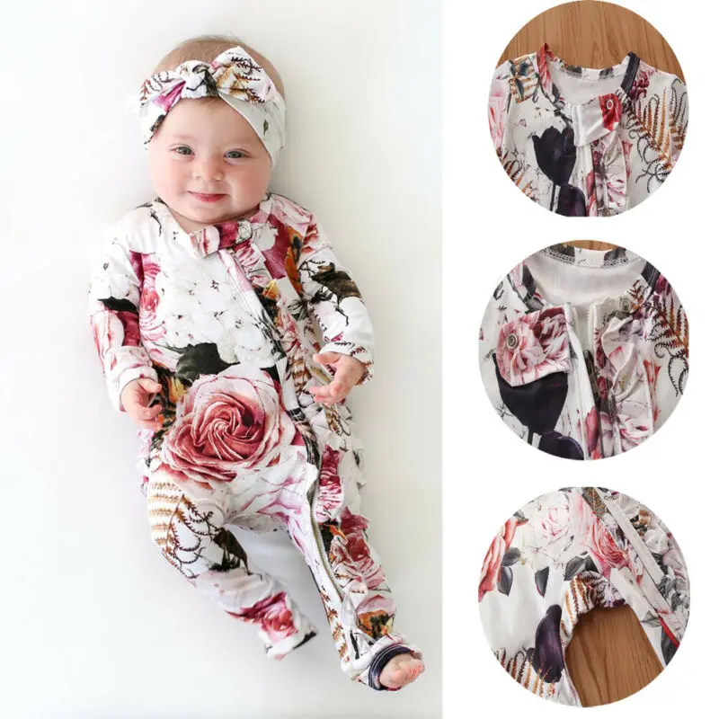 2 шт. детский хлопковый комбинезон с длинным рукавом и повязкой на голову |