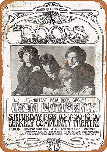 

Metal Sign - Vintage Look 1969 The Doors in Berkeley - 8 x 12 Inches Tin Sign