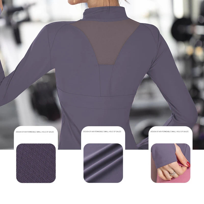 Женская спортивная куртка на молнии пальто для йоги одежда быстросохнущая